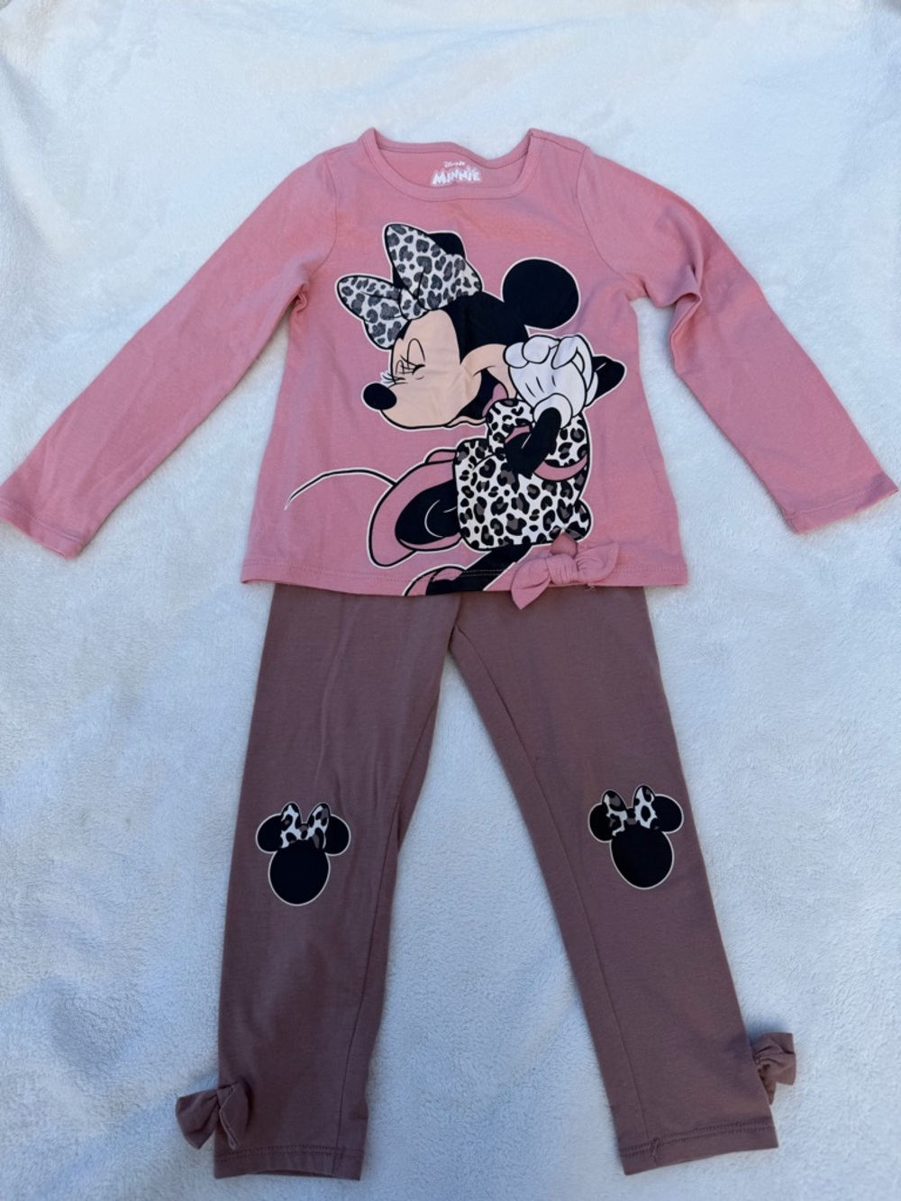 Disney Pink and Mauve Minnie Mouse Leopard-Matching Set Size 4 - Picture 1 of 9